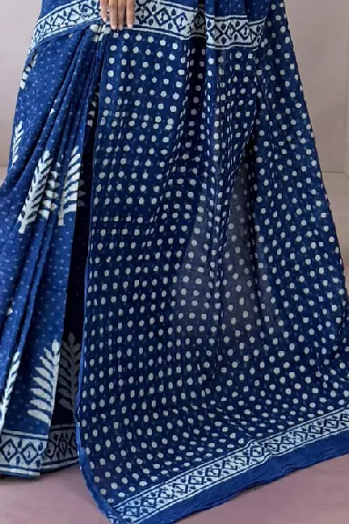 Box Hand Block Printed Pure Cotton Saree — view 2