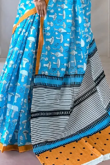 Pure Cotton Hand Block Printed Saree — view 2