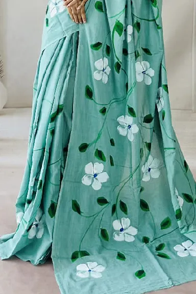 Pure Cotton Hand Block Printed Saree — view 2