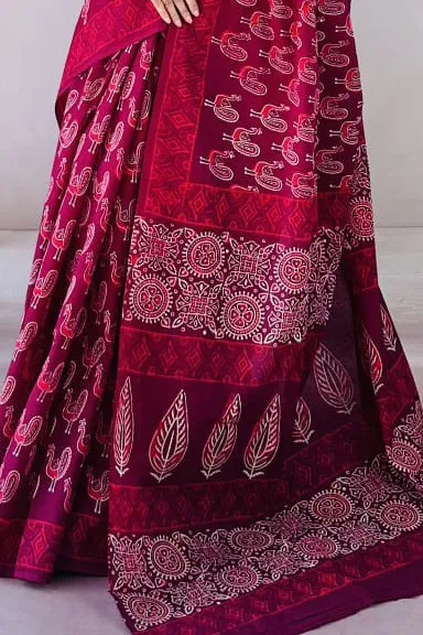Pure Cotton Hand Block Printed Saree — view 2