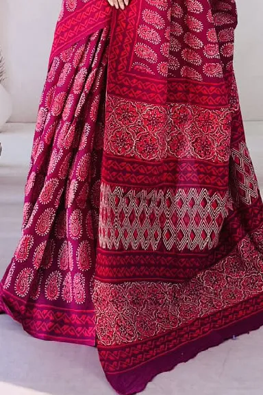 Pure Cotton Hand Block Printed Saree — view 2