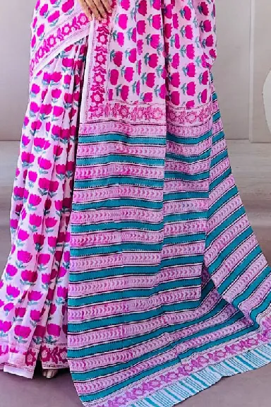Pure Cotton Hand Block Printed Saree — view 2