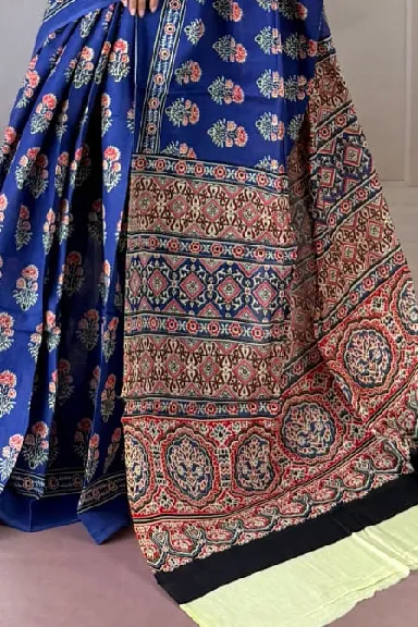 Pure Cotton Hand Block Printed Saree — view 2