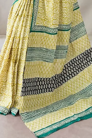 Pure Cotton Hand Block Printed Saree — view 2
