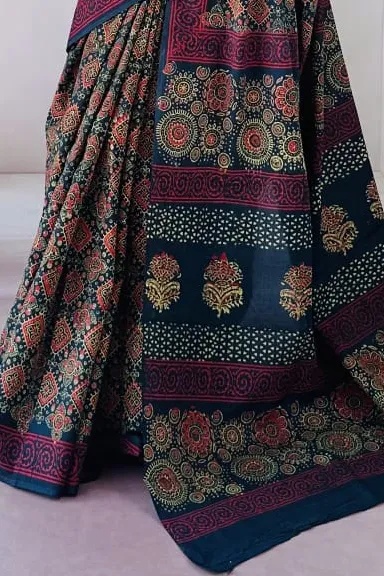 Pure Cotton Hand Block Printed Saree — view 2