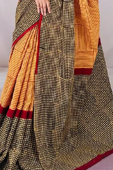 Pure Cotton Hand Block Printed Saree — view 2