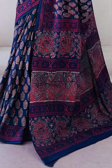Pure Cotton Hand Block Printed Saree — view 2