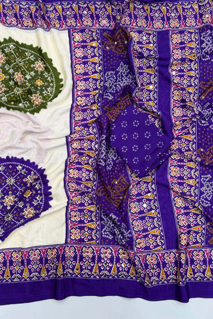 Pure Satin Silk Ajrakh Saree — view 2