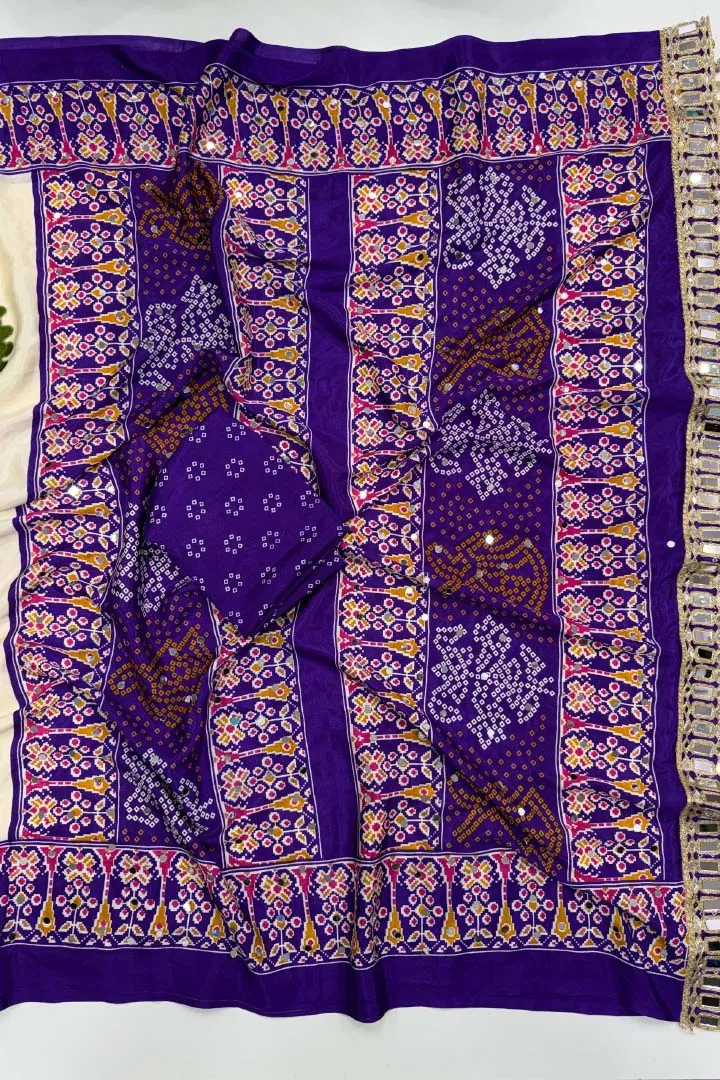 Pure Satin Silk Ajrakh Saree — view 3
