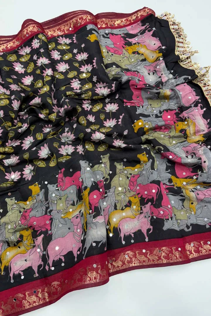 Pure Mangalkari Viscose Silk — Saree, view 5