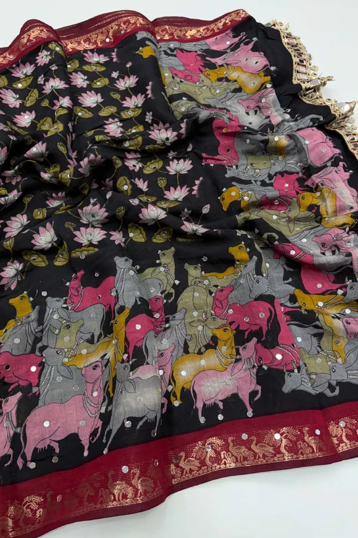 Pure Mangalkari Viscose Silk — Saree, view 6