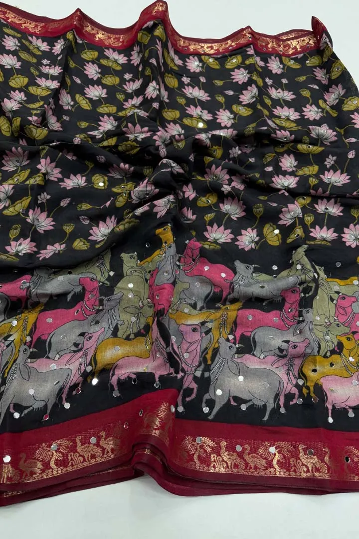 Pure Mangalkari Viscose Silk — Saree, view 4