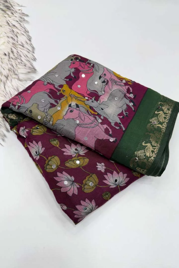 Pure Mangalkari Viscose Silk — Saree, view 5