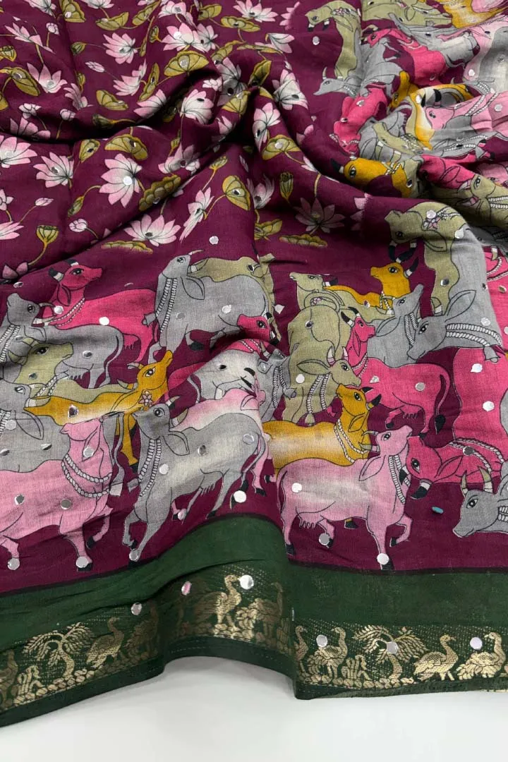 Pure Mangalkari Viscose Silk — Saree, view 7