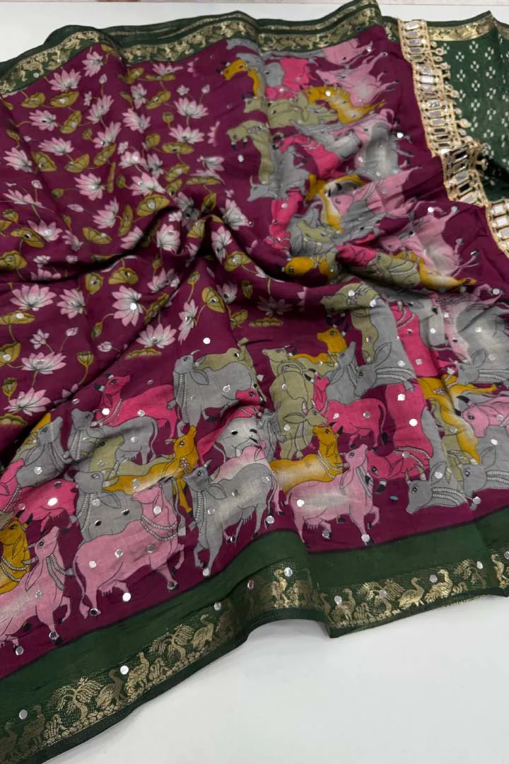 Pure Mangalkari Viscose Silk — Saree, view 6