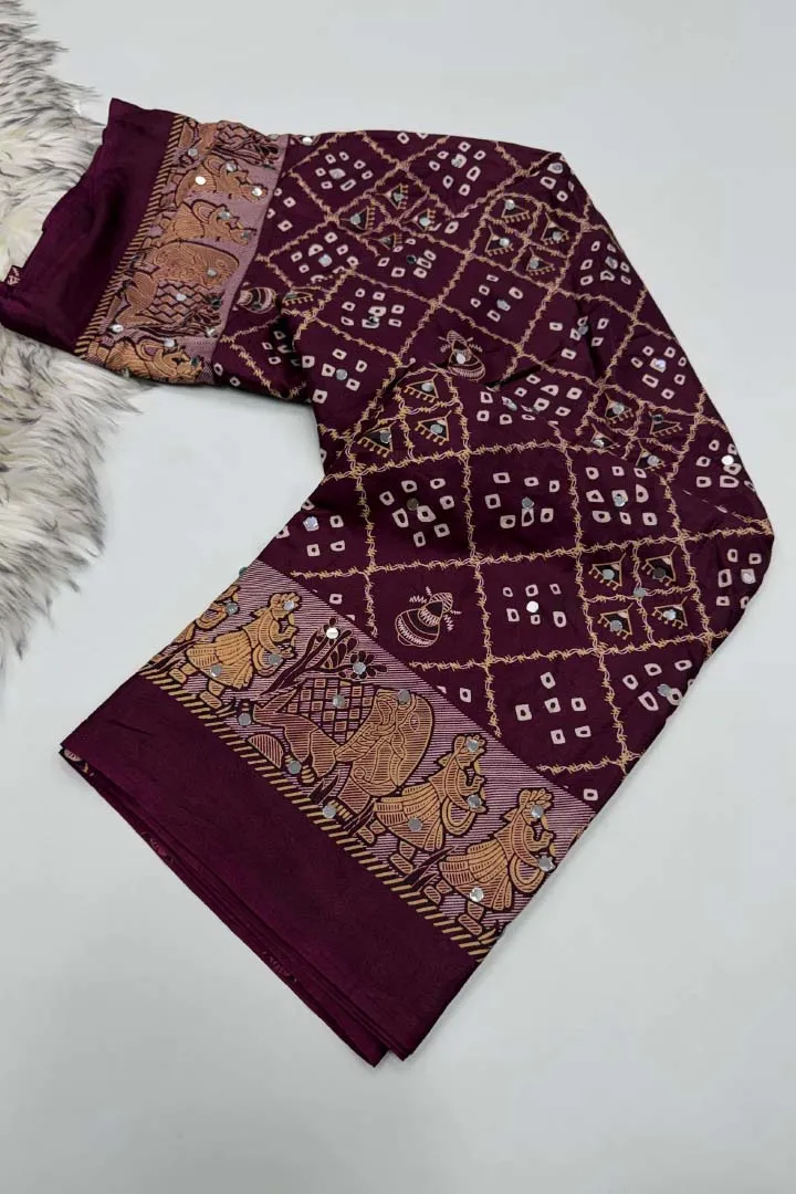 Pure Ajrakh Satin Viscose Silk Saree — view 4