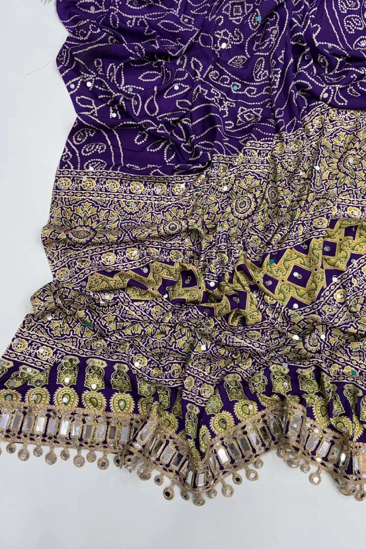 Pure Ajrakh Satin Viscose Silk Saree — view 6