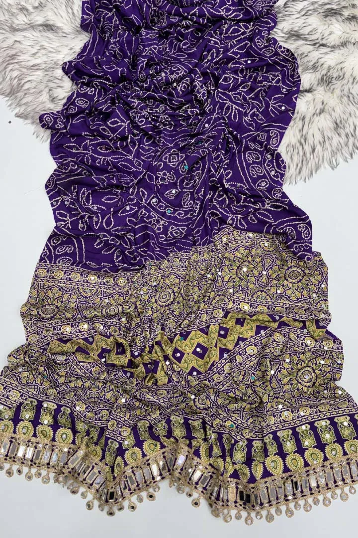 Pure Ajrakh Satin Viscose Silk Saree — view 7