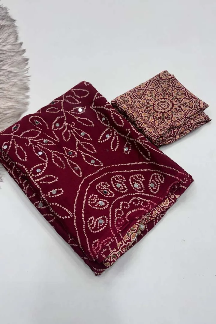 Pure Ajrakh Satin Viscose Silk Saree — view 2