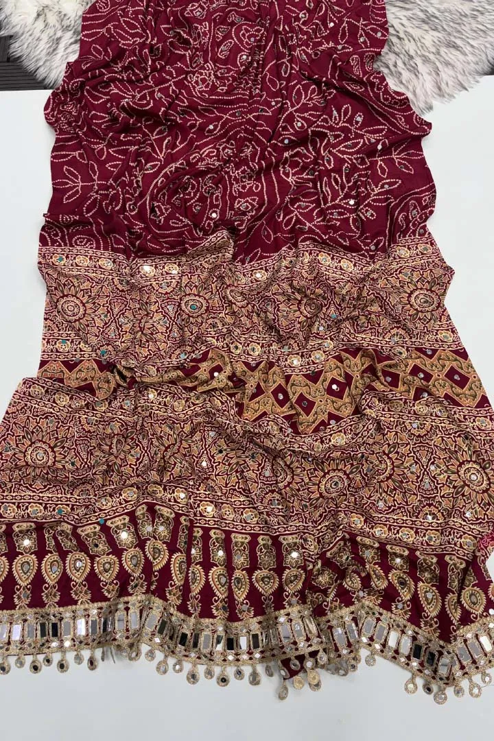 Pure Ajrakh Satin Viscose Silk Saree — view 3