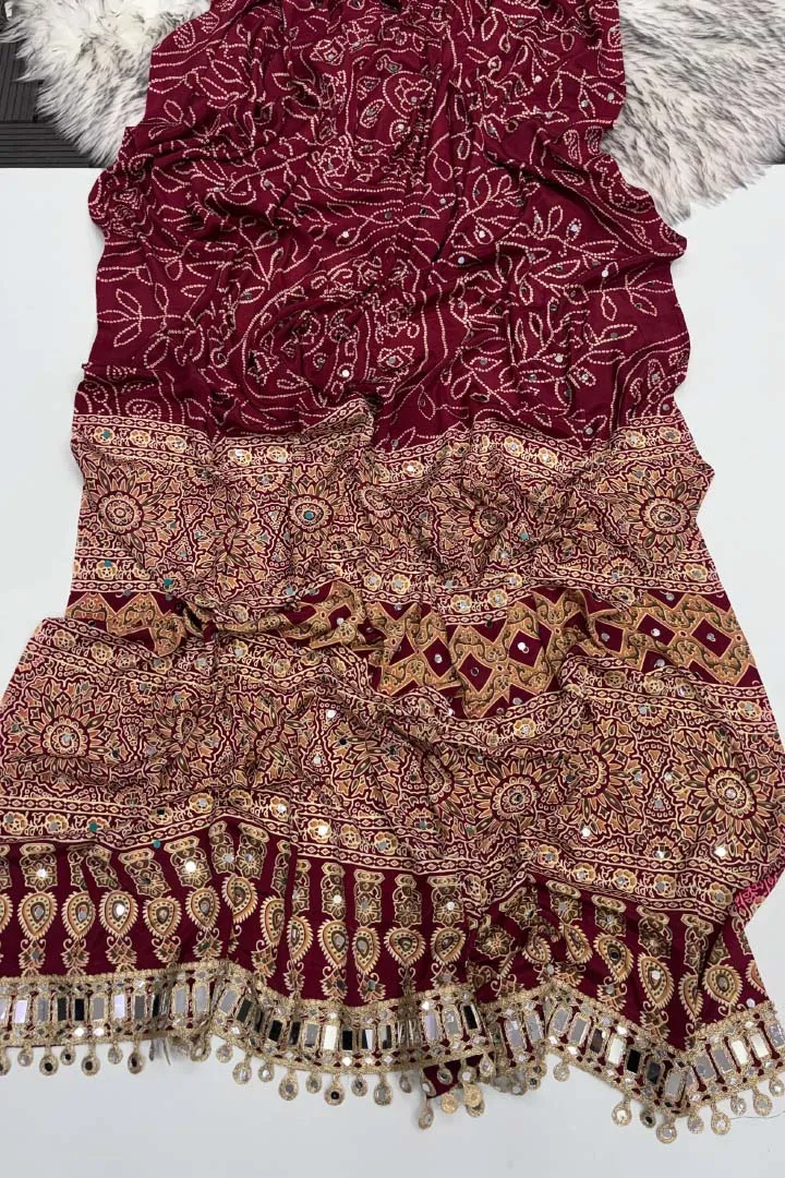 Pure Ajrakh Satin Viscose Silk Saree — view 6