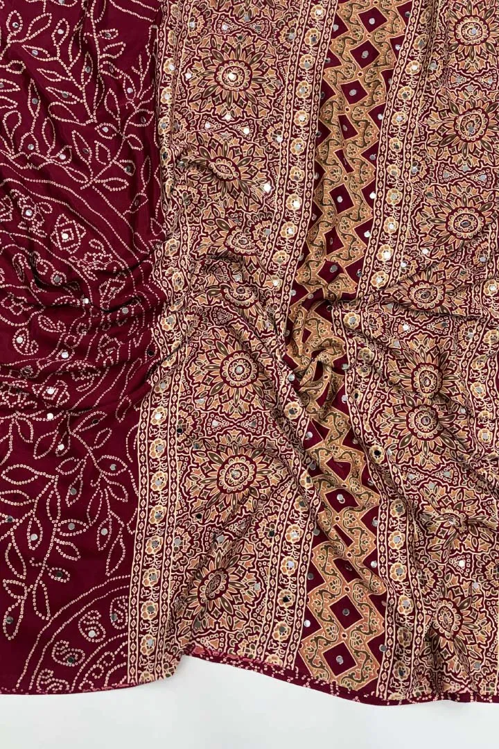 Pure Ajrakh Satin Viscose Silk Saree — view 7