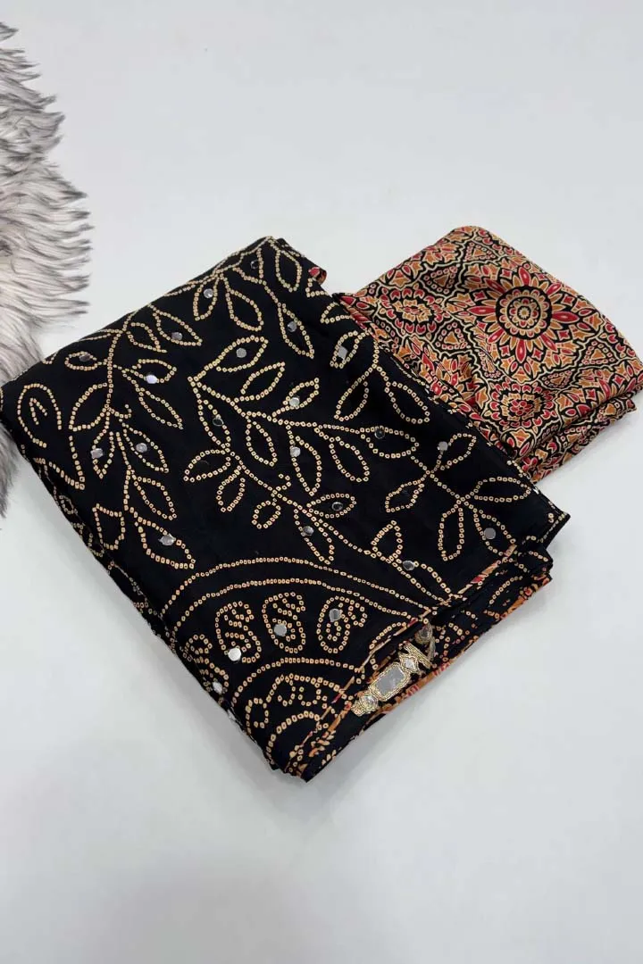Pure Ajrakh Satin Viscose Silk Saree — view 7