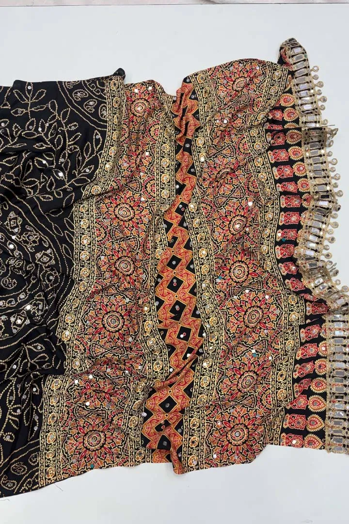 Pure Ajrakh Satin Viscose Silk Saree — view 2