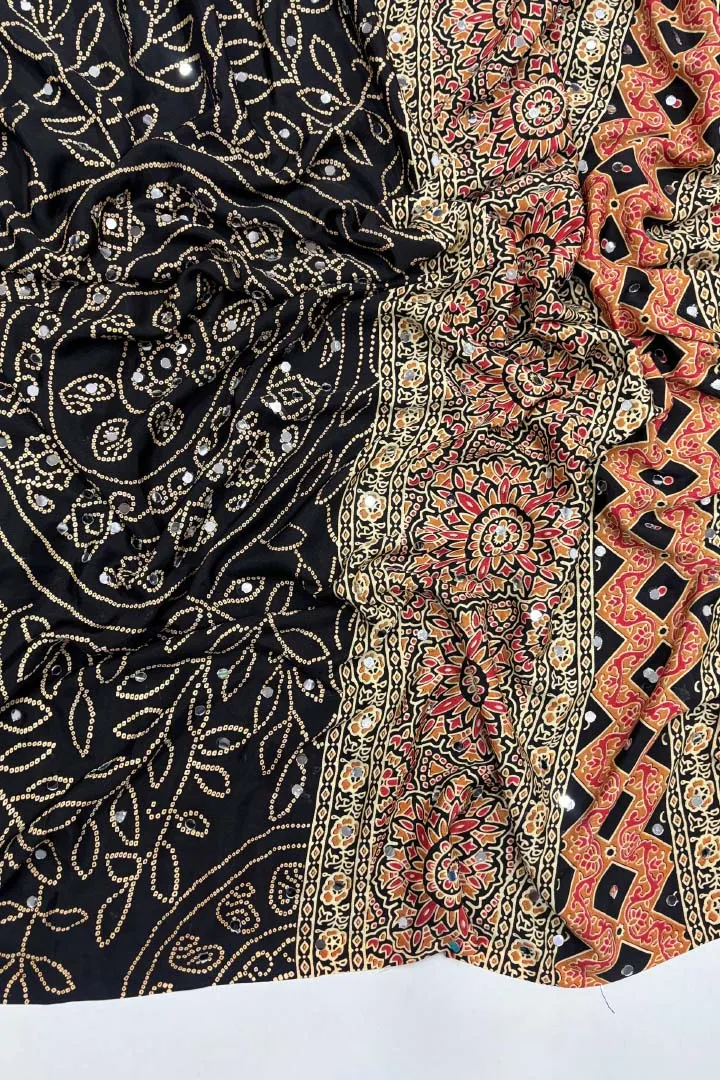 Pure Ajrakh Satin Viscose Silk Saree — view 5