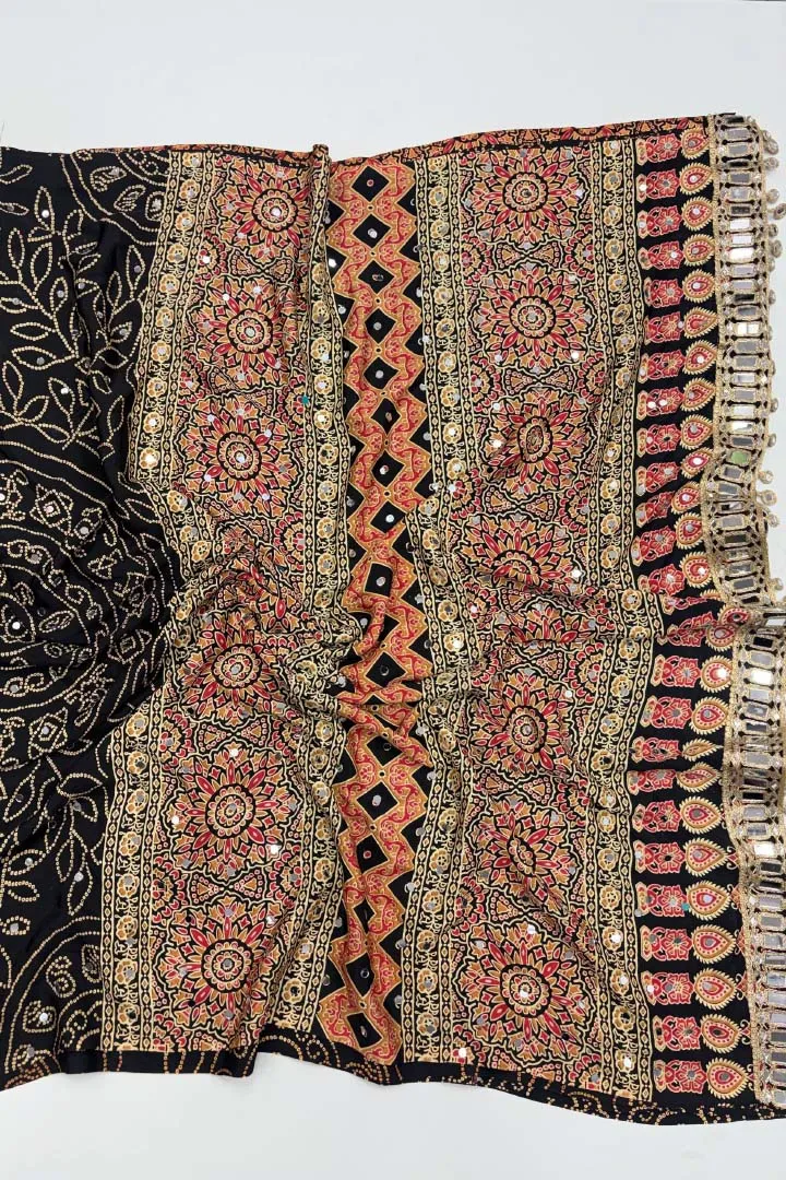 Pure Ajrakh Satin Viscose Silk Saree — view 8