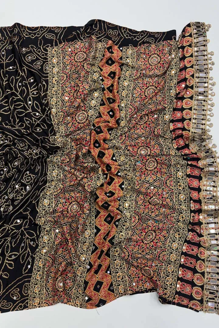 Pure Ajrakh Satin Viscose Silk Saree — view 6