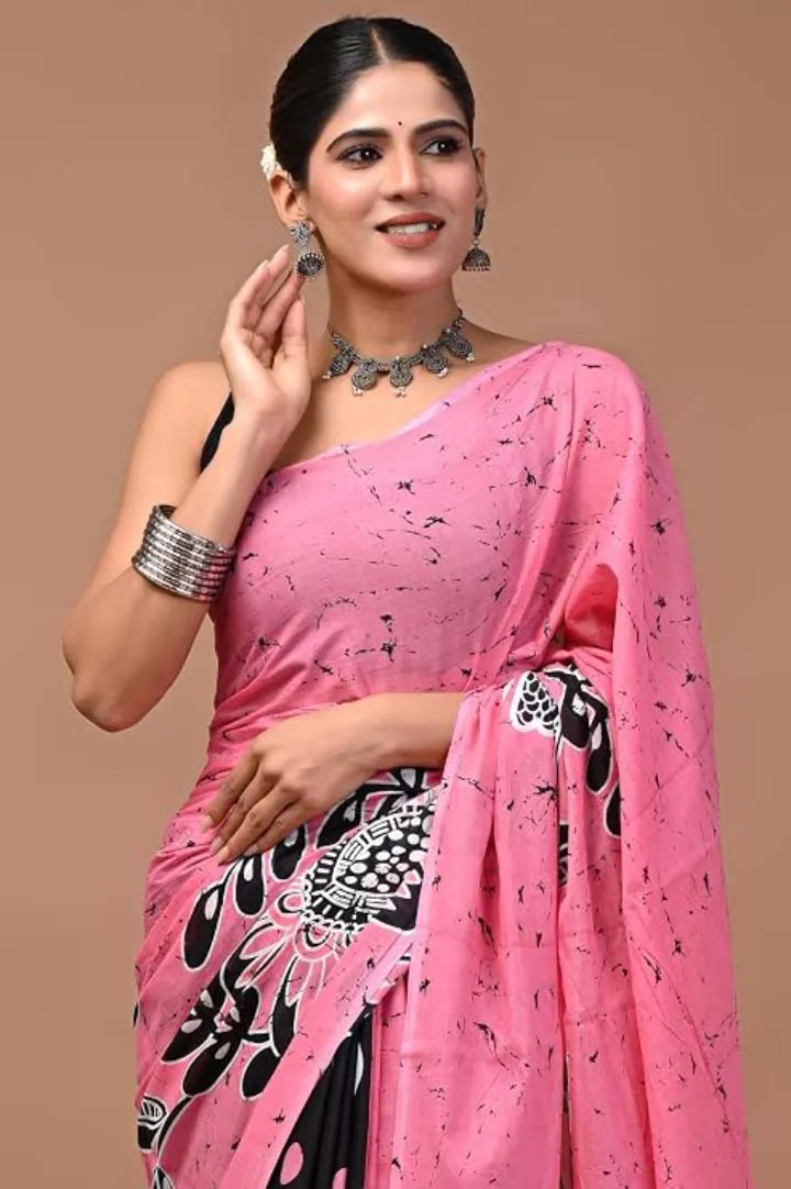 Pure Soft Cotton Bagru Hand Block Printed Saree — view 3